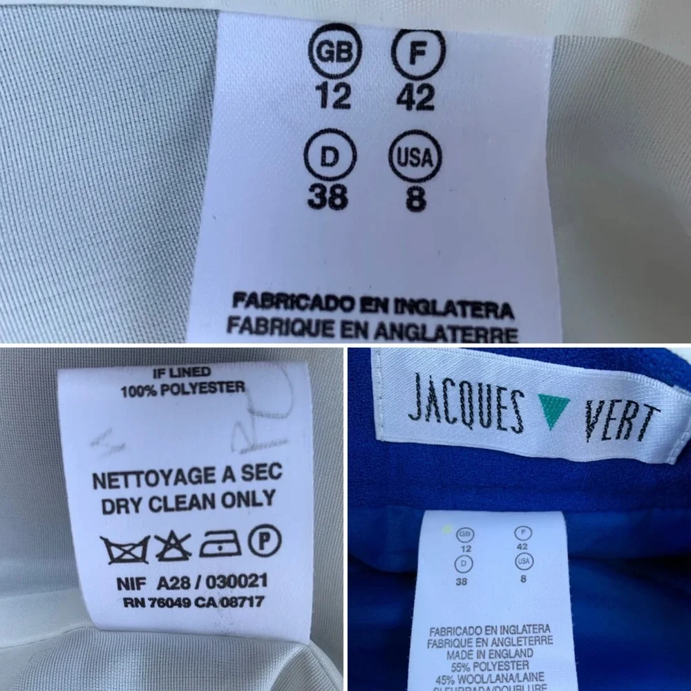 Vintage Jacques Vert cobalt blue suit fits uk 8 - Picture 9 of 9